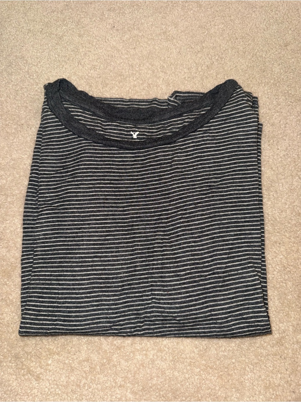 American Eagle Outfitters Black and White Striped Short Sleeve Tee